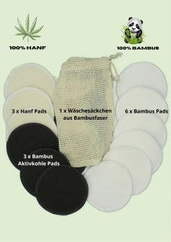 Abschminkpads wiederverwendbare aus 100% natürlichem Bambus & Hanf